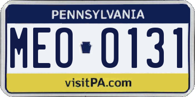 PA license plate MEO0131