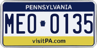 PA license plate MEO0135