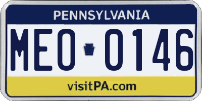PA license plate MEO0146