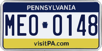 PA license plate MEO0148