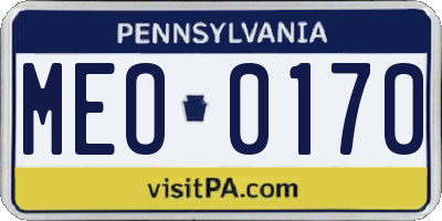 PA license plate MEO0170