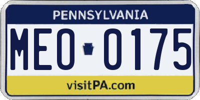 PA license plate MEO0175
