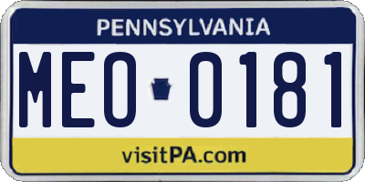 PA license plate MEO0181