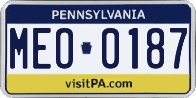 PA license plate MEO0187