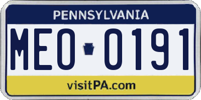 PA license plate MEO0191