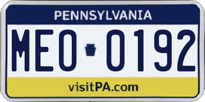 PA license plate MEO0192