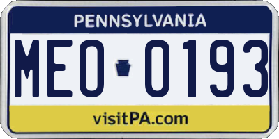 PA license plate MEO0193