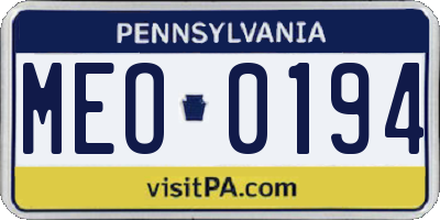 PA license plate MEO0194