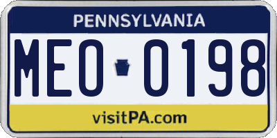 PA license plate MEO0198