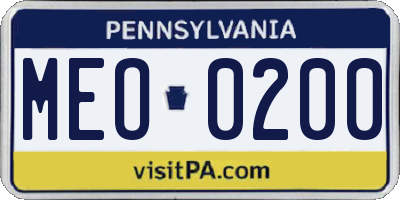 PA license plate MEO0200