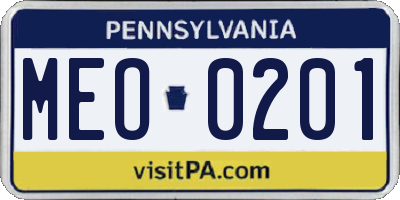 PA license plate MEO0201