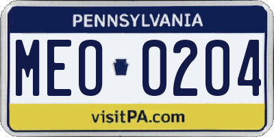 PA license plate MEO0204