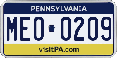 PA license plate MEO0209