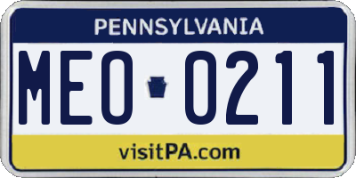 PA license plate MEO0211