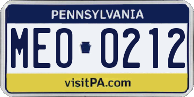 PA license plate MEO0212