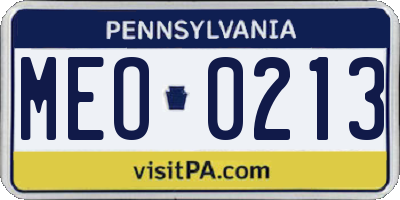 PA license plate MEO0213