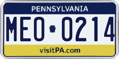 PA license plate MEO0214