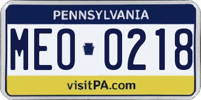 PA license plate MEO0218