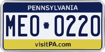PA license plate MEO0220