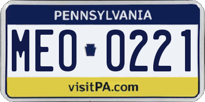 PA license plate MEO0221