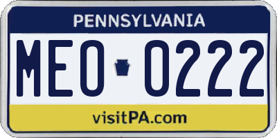 PA license plate MEO0222