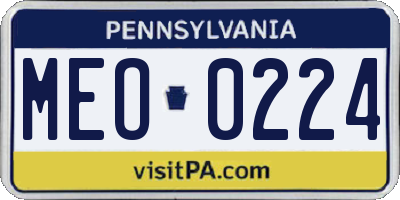 PA license plate MEO0224