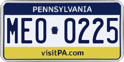 PA license plate MEO0225