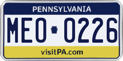 PA license plate MEO0226