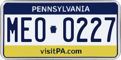 PA license plate MEO0227