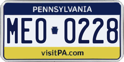PA license plate MEO0228