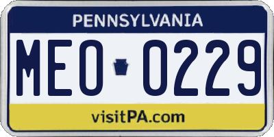 PA license plate MEO0229