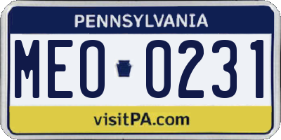 PA license plate MEO0231
