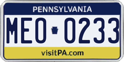 PA license plate MEO0233