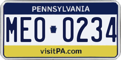 PA license plate MEO0234