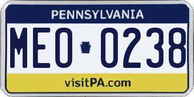 PA license plate MEO0238