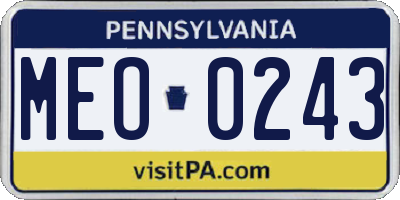 PA license plate MEO0243