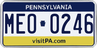 PA license plate MEO0246