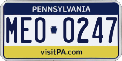PA license plate MEO0247