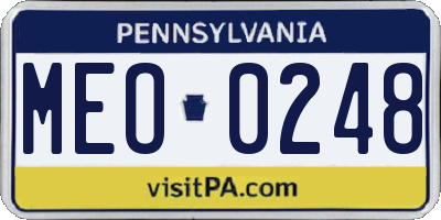 PA license plate MEO0248