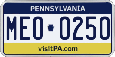 PA license plate MEO0250