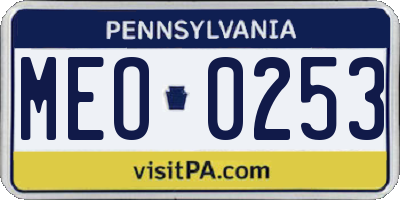PA license plate MEO0253
