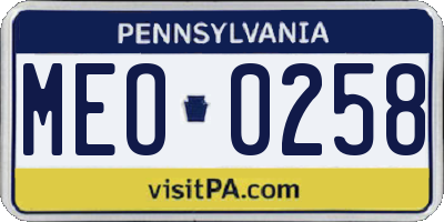PA license plate MEO0258