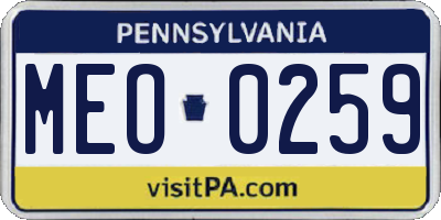 PA license plate MEO0259