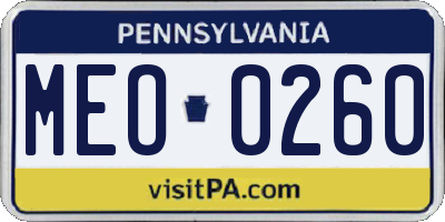 PA license plate MEO0260