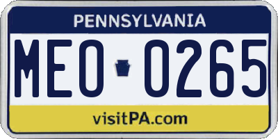 PA license plate MEO0265