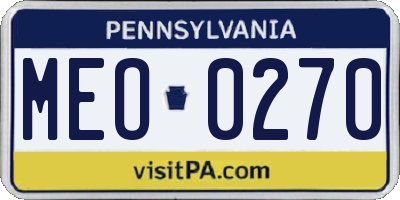 PA license plate MEO0270