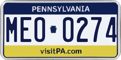 PA license plate MEO0274
