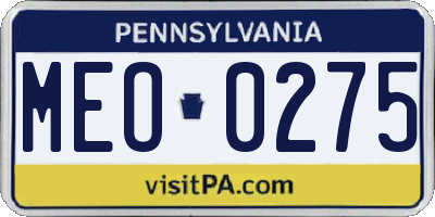 PA license plate MEO0275