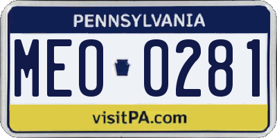 PA license plate MEO0281