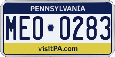 PA license plate MEO0283